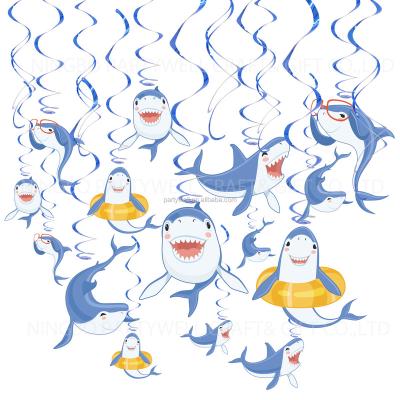 China Partywell Party Decoration Shark Swirl Decoration Ceiling Wall Hanging Decor for Shark Sea Baby Shower Birthday Gift Supplies for sale