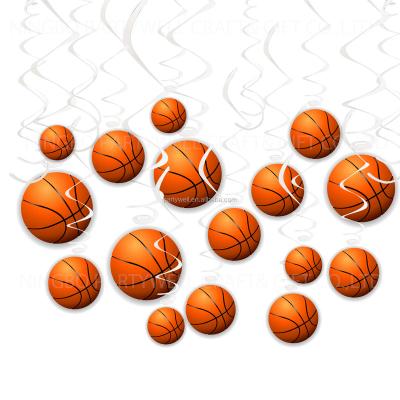 China Decoration Photo Props Basketball Party Supplies Swirl Decorations Sports Basketball Game Baby Shower Birthday Party Hanging Decorations for sale