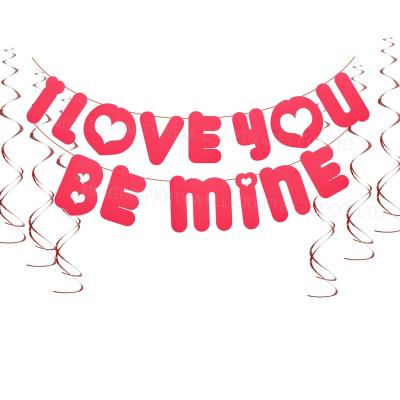 China Partywell Valentines Day Banner Decor Paper Birthday, Wedding, Birthday Party Decorations I Love You, Be Mine Garland Banner for sale