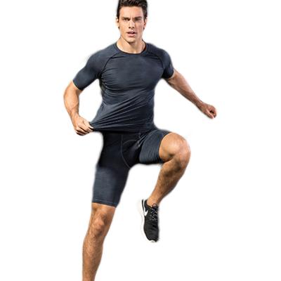 China Mens Fitness Men's Fitness Short Sleeve Stretch Running Tight Wicking Print Breathable And Quick Dry Top for sale