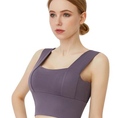 China Polyester Breathable Thin Gym Sports Fitness Yoga Solid Color Summer Women's Top Bra for sale