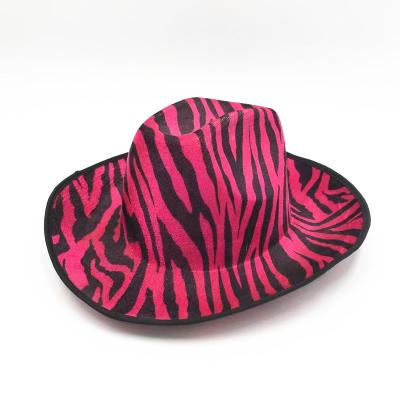 China Party Hats For Adults Party 6 Colors Comfortable Wide Brim Hats Leopard Print Or Stripes for sale