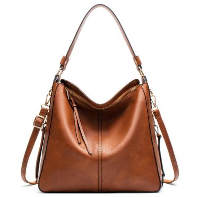 China Travelling+Shopping Wholesale Canton Factory Large Capacity Shoulder Shopping Bag PU Leather Work+style Retro Traveling+Shopping Tote Hobo Handbags For Women for sale