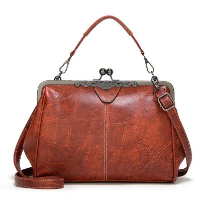 China Work+Travelling+Shopping 2021 Fashion High Quality Vintage Oil Wax Pu Leather Luxury Spanish Cross - Body Handbag Purse Clutch With Shoulder Strap for sale