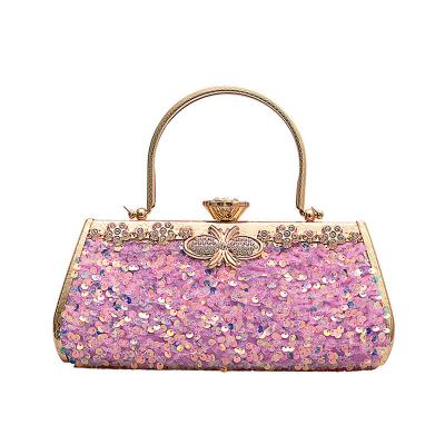 China Other Canton Factory Wholesale Customized Rhinestone Shoulder Messenger Multicolor Glitter Sequins Evening Clutch Bag Chain Clutch New for sale