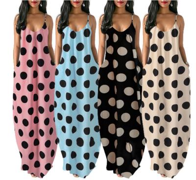 China wholesale Anti-wrinkle plus size fashion floor length dot one piece dress for women for sale