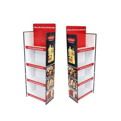 China Eco - Friendly Promotion Supermarket 4 Tier Cardboard Corrugated Sauce Floor Retail Display Stand , Paper Display For Oil for sale