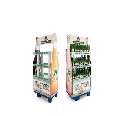 China High Quality Eco-friendly Cardboard Display Stand Retail Floor Display Customized Beer/Wine/Water/Bottle Display Rack for sale