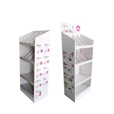 China Eco-friendly Hot Selling Floor Standing Cardboard Floor Display Products Cardboard Display Rack Home Decor Display Counter for sale