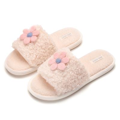 China CUSHIONING Autumn And Winter New Candy Seven-color Flip Flops Plush Korean Home Casual Slippers 2021 Factory Wholesale for sale