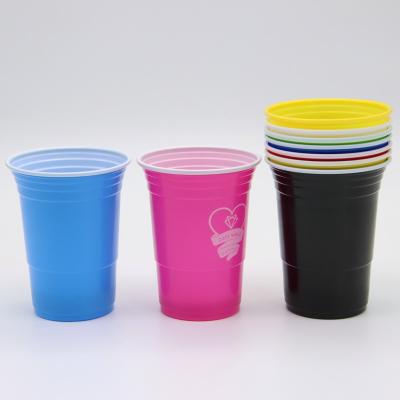 China Disposable Custom Printed Logo And Disposable Red Colors PP Plastic Cups With Lids for sale