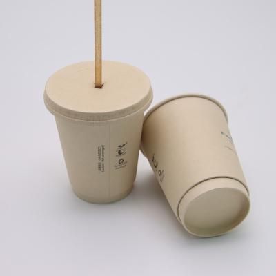 China Double Wall Printing Logo Pulp Coffee Mug Biodegradable Bamboo Degradable Hot Milk Tea Paper Cups With Lid for sale