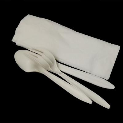 China 100% Disposable Eco Friendly Compostable Biodegradable Plastic Cutlery Set Disposable Organic Cornstarch Knife Fork Spoon for sale