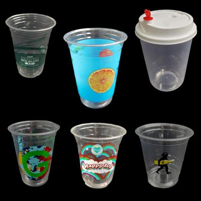 China Classic Clear Disposable Coffee Milk Tea Ice Cream Freeze Cup 100% Plastic Biodegradable Pla Cup With Lid for sale