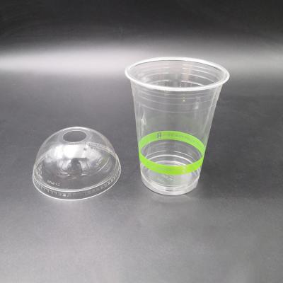 China 500ml Eco-friendly Biodegradable Yogurt Juice Disposable Reusable PLA Plastic Cup With Lid for sale