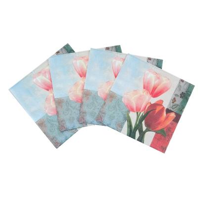 China Printed Custom Virgin Wood Pulp Tulip Luncheon Tissue Serviette Paper Napkins for sale