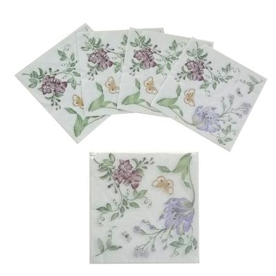 China Printed Watercolor Floral Guest Decorative Paper Napkins & Serviettes for sale