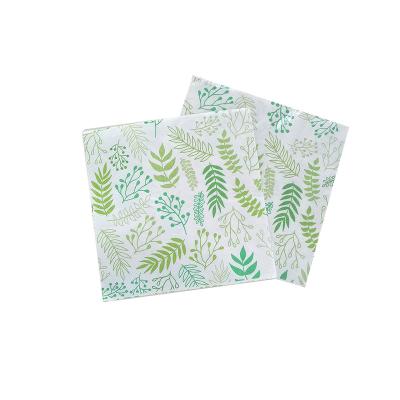 China Printed OEM  Green Palm Leaf Cocktail Tissue Paper Napkin for sale