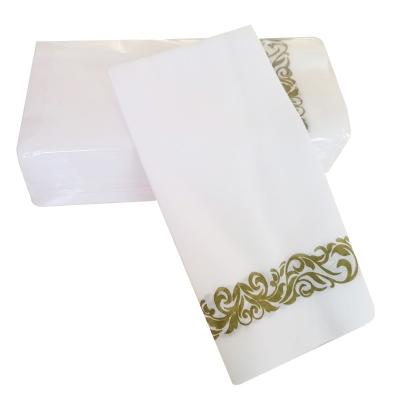 China Printed Hot-selling  Gold Foil Airlaid Soft White Paper Dinner Napkin for sale