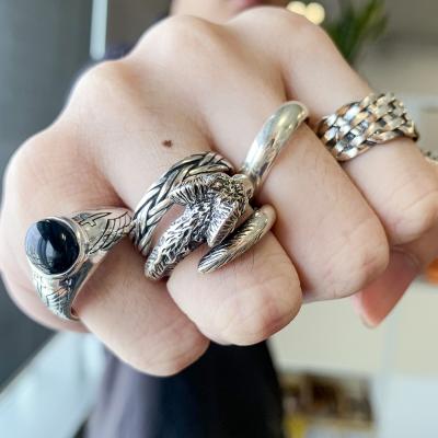 China Vintage 2021 Dylam Cross Seal Fit Dragon Stone Trendy Dark Souls Zircon Hip Hop Tarnish Free Vintage 925 Sterling Silver Ring Men for sale