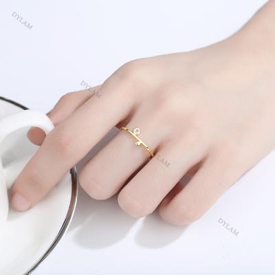 China Dylam FASHIONABLE Delicate Nice Price Silver S925 14k Real Gold Plated With Cubic Zirconia 5a Music Note Ring For Girl for sale