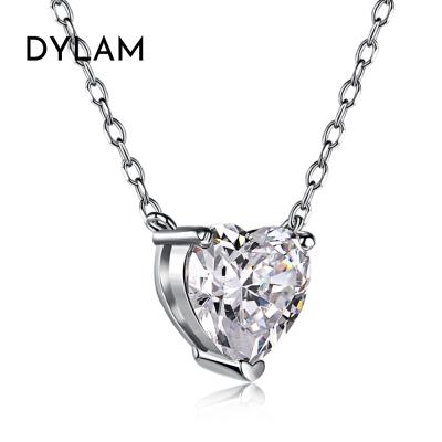 China Silver LOVE CLASSIC Zircon Dylam Pendant Necklace For Women Girls Round|Silver Heart Shape Birthstone Necklace Jewelry for sale