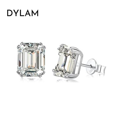 China CLASSIC/OFFICE/TRENDY Rhodium Plated Zirconia CZ Halo Leverback Anniversary Fashion Dylam Sterling Silver Emerald Cut Cubic Dangle Drop Earrings for sale