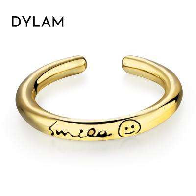 China Dylam Smiley Face Ring Chunky Adjustable Vintage Silver Smiling CLASSIC Thin Open Ring for Women for sale