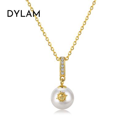 China Vintage Dylam Pearl Series Promotion Style S925 Chain Necklace Sun Pattern Silver Gold Plated Female Korean Pendant Necklace for sale