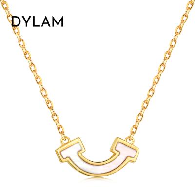 China Simple INS CLASSIC Style Dylam Sterling Silver 18K Gold Plated Pearly Plated White Gold Shell Smile Necklace for sale