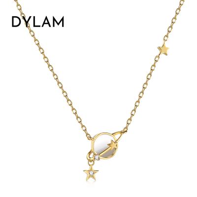 China Dylam New Trendy Fashion S925 Silver Gold Plated Necklace 18k Jewelry Star And Planet Pendant Necklace For Women for sale