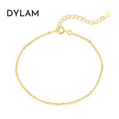 China Vintage Dylam 18K Gold Over Sterling Silver Italian Rosary Cross Bead Charm Link Chain Bracelet For Women Teen Girls Adjustable for sale