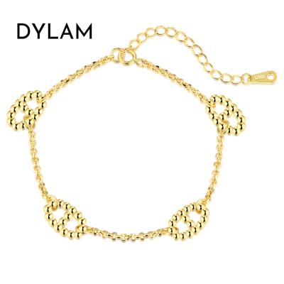 China Wholesale Fashionable Dylam Korea Vintage Style 925 OT Double Layer Buckle Style 925 Sterling Silver Gold Plated Bracelet Women Cuban Girl for sale