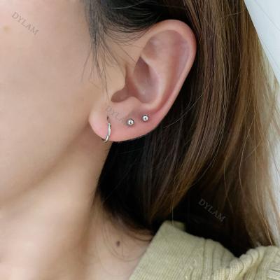 China TRENDY Dylam American Custom Personalized Dot Earring Trendy 925 Sterling Silver Set 18k Gold Plated Tiny Circle Earrings for sale