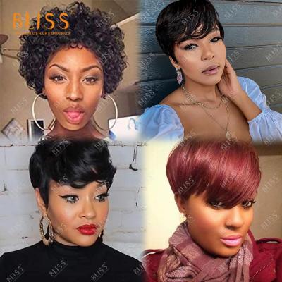 China Bliss Wigs Factory Wholesale Short Hair Wigs Cheap Pixie Cut Short Pixie Cut Wig For Color Women IN STOCK for sale