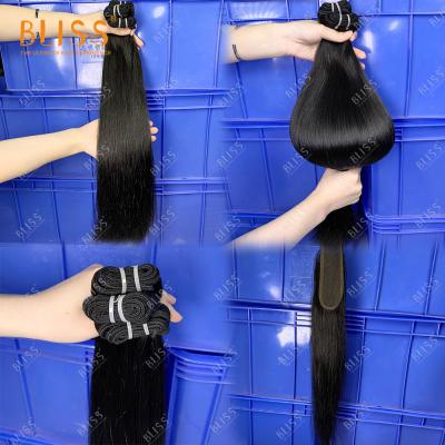 China Silky Straight Wave Bliss Himalaya 3+1 Vietnamese Straight Hair Double Drawn Bone Bundles Superb Straight Hair 10A With Closure for sale