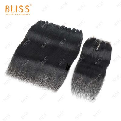 China Bliss Himalaya Youth 4+1+1 Remy Brazilian Human Hair Bundles Silky Straight Wave Cuticle Aligned Bundle Hair Bundles With Closure for sale