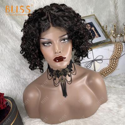 China Brazilian Kinky Curly Water Wave Human Hair Lace Wigs 4x4 Afro Mongolian Curly Wig 250% Lace Closure Brazilian Wigs for sale