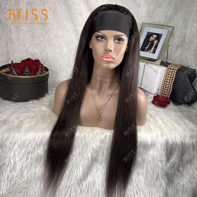 China Long Black Wave Headband Wigs Bliss Half Wigs With Headband African American Silky Straight Brazilian Hair Headband Wigs For Black Women for sale