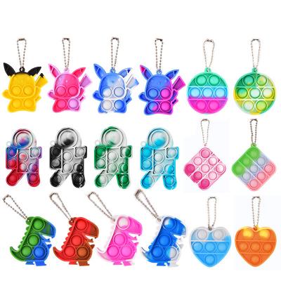 China More Design Single Jumping Busy Person Button Sensory Sound Toy Keychain Busy Person Bubble Push Toy Key Chain Silicone 3-7cm for sale