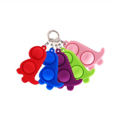 China Wiggle Simple Toys Lock Chain Sensory Wiggles Relaxing Wiggle Dinosaur Two Bubble Push Pops Key Chain 8.5*4.5*1.1cm for sale