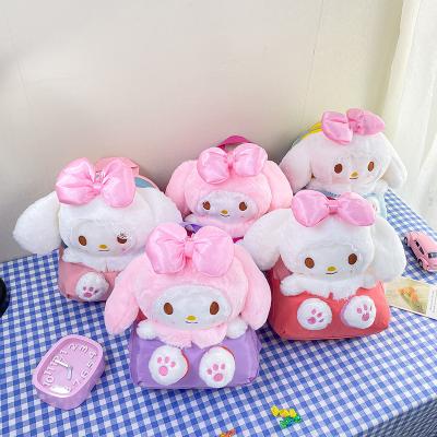 China Plush Toy 26cm 2 in 1 Kuromi Backpack My Melody Cinnamoroll Plush Doll Coin Purse Soft Toys For Children for sale