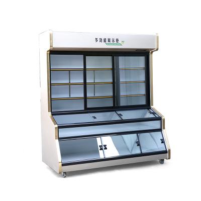 Chine Multifunctional Single-temperature A la Carte Cabinets Refrigerate Vertical Sliding Display Freezer Panel Door Shop Food Display Freezer à vendre