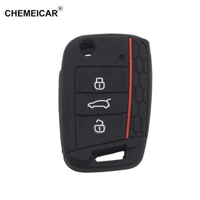 China Comfortable Rubber Silicone Car Key Shell Case Entry and Key Skin Cover Fit for VW for sale