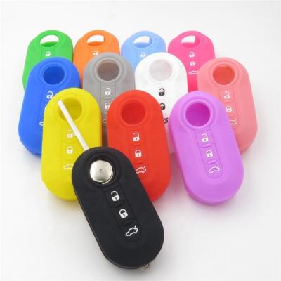 China High Quality 3 Button Silicone Car Key Case Cover For Fiat 500 Flip Folding Remote Key Shell Car Accessories for sale