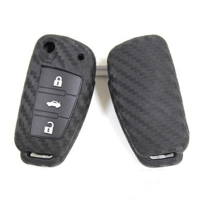 China TPU Carbon Fiber Silicone Car Key Cover Protector Case For Audi A3 A4 A5 C5 C6 8L 8P B6 B7 B8 C6 RS3 Q3 Q7 TT 8L 8V S3 Key Chain for sale