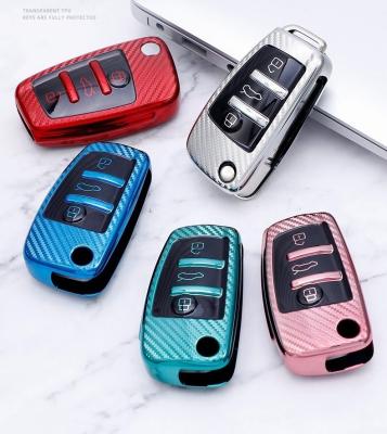 China Fashionable Car Plated 2020 New Style 3 Soft Plastic TPU Button Remote Key Cover For Audi for sale