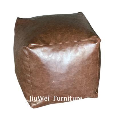 China Hot Selling New Product Brown Genuine Leather Stool Stool High Quality Living Room Furniture Stool Brown Genuine Leather Stool for sale