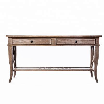 China High Quality Customized Eco-Friendly Reclaimed Wood 2 Drawers Rectangular Console Tables for sale