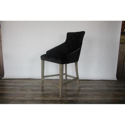 China Custom Modern Navy Furniture Velvet Bar Chair Modern Bar Chair Velvet Bar Chair Wood Leisure Chair Stool for sale